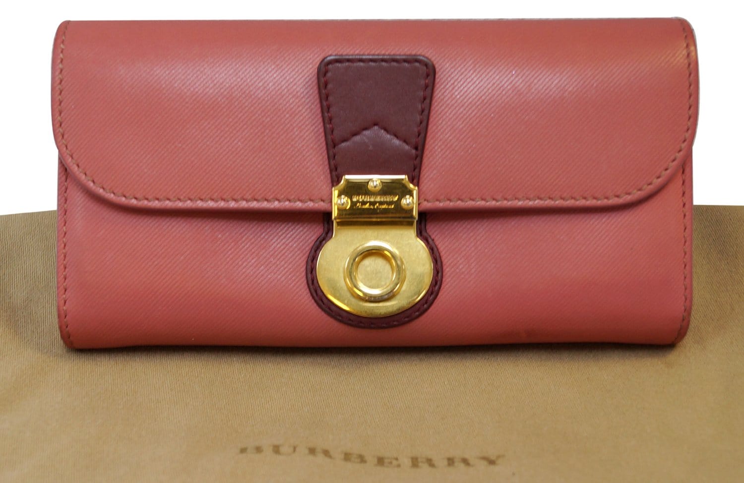 BURBERRY Calfskin Haymarket Check Continental Wallet Pink 143897