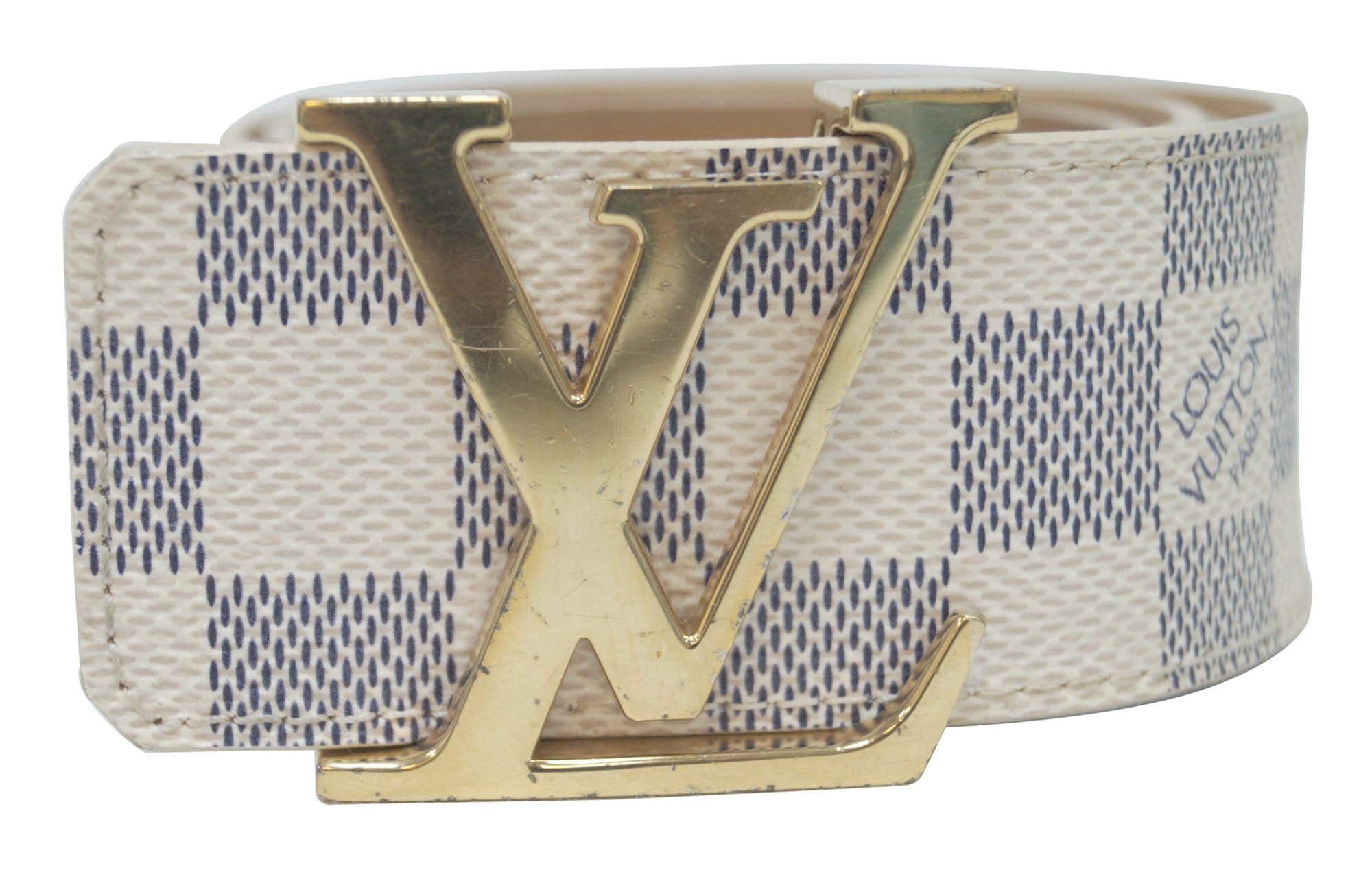 Louis Vuitton Belt Initiales Damier Azur Blue/White in Canvas with Brass -  US