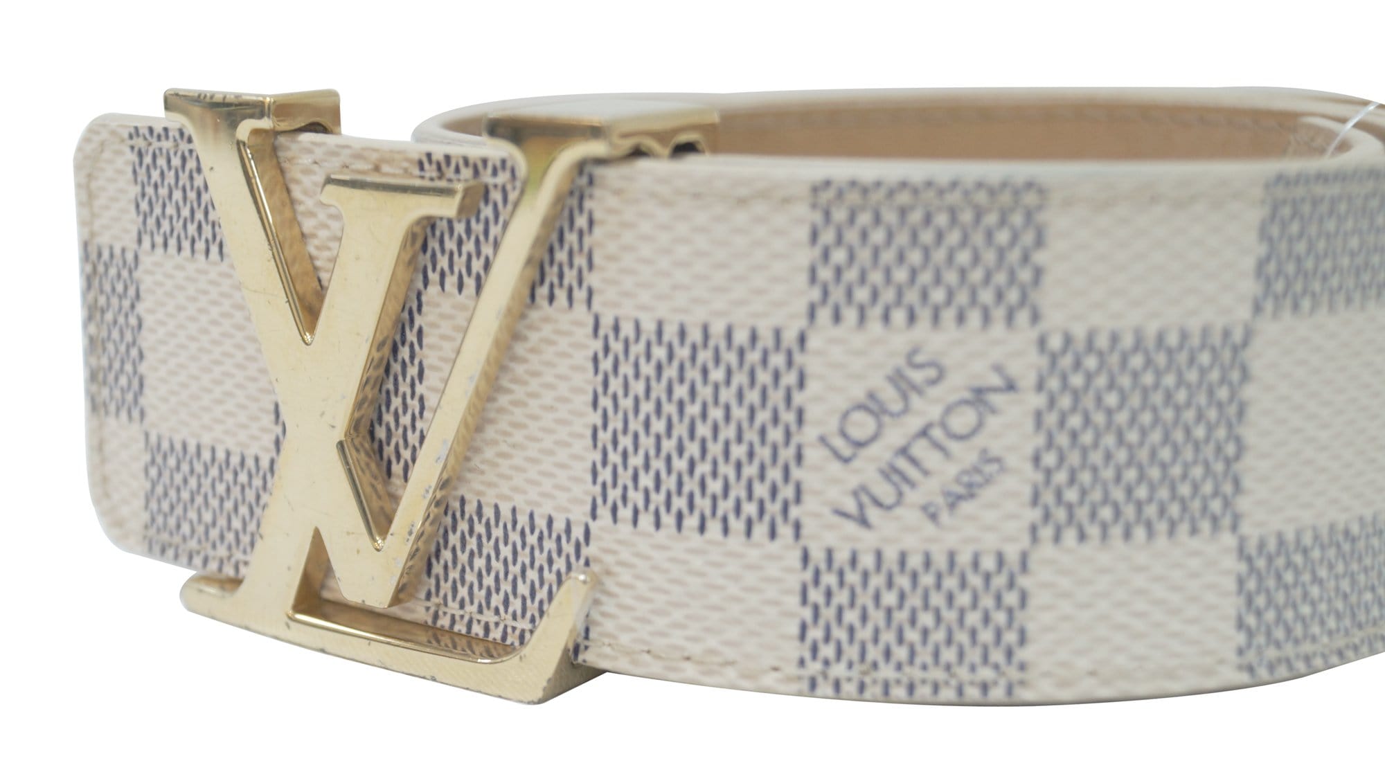 LOUIS VUITTON Damier Azur LV Initiales Men&#39;s Belt Size 80