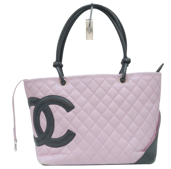 Chanel Neutral Quilted Lambskin Leather Medium Cambon Tote (Authentic