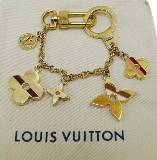 Louis Vuitton Style Crystal Quatrefoil Flower Keychain/Bag Charm