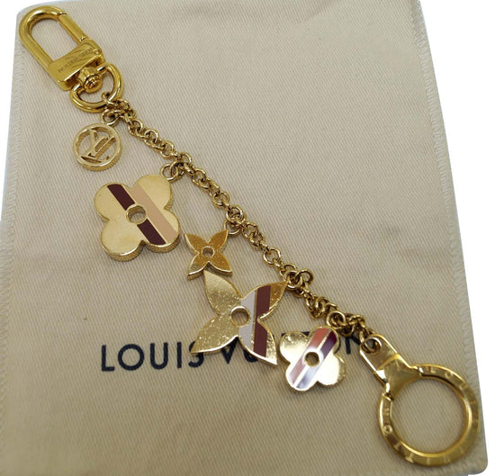 Louis Vuitton Style Crystal Quatrefoil Flower Keychain/Bag Charm