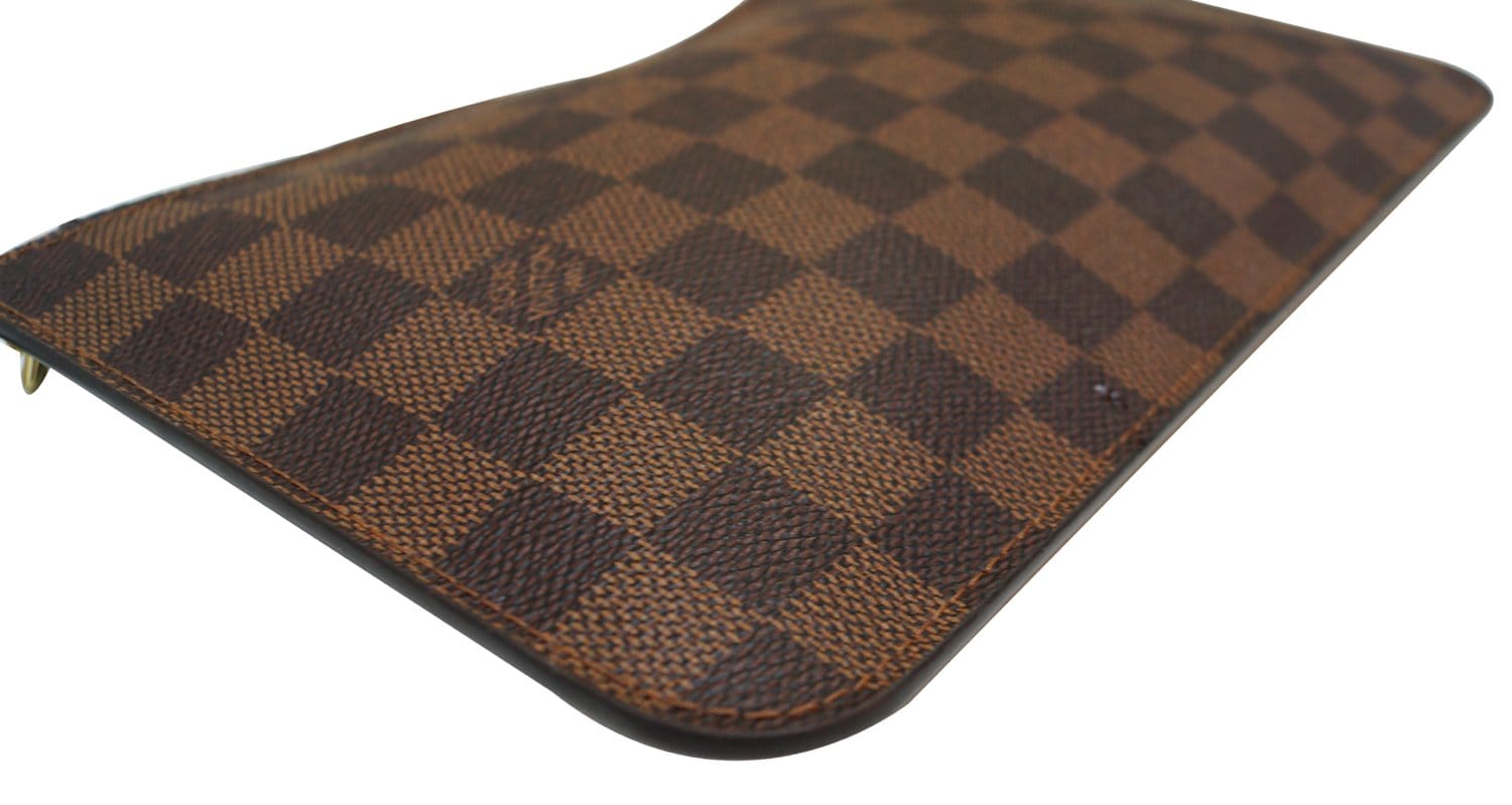 LOUIS VUITTON Damier Ebene Pochette Wristlet Pouch Neverfull Rose Ball