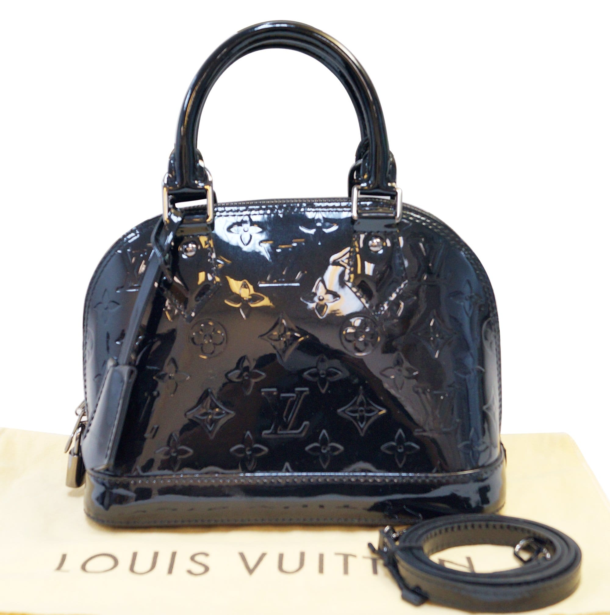 Louis Vuitton Alma BB Monogram Vernis Crossbody Bag Black