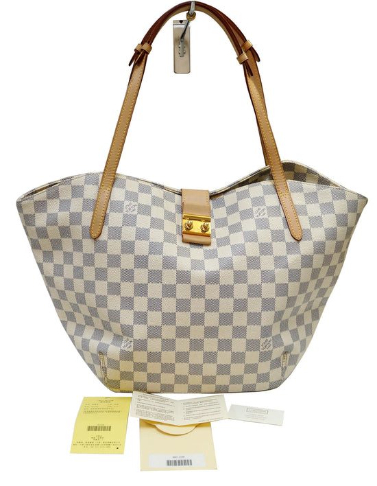 LOUIS VUITTON Salina PM Damier Azur Shoulder Bag White-US