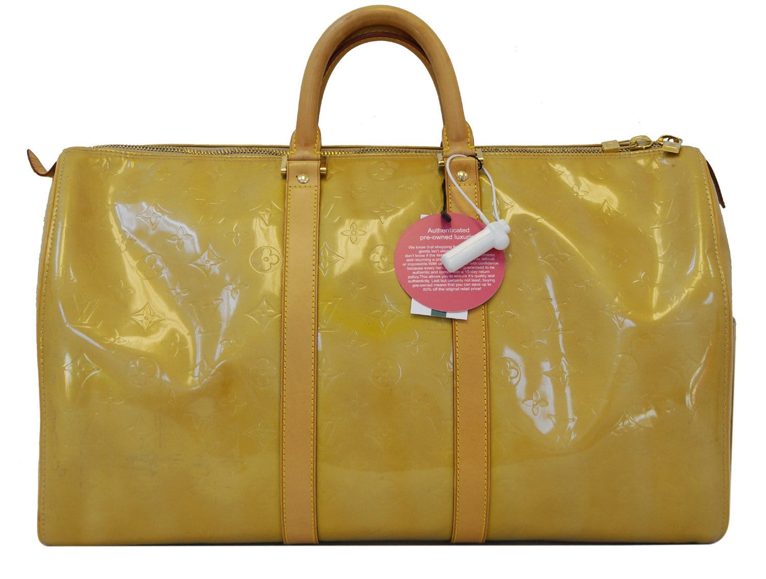 Louis Vuitton Dark Yellow Monogram Vernis Mercer Keepall Duffle Boston Bag  862122