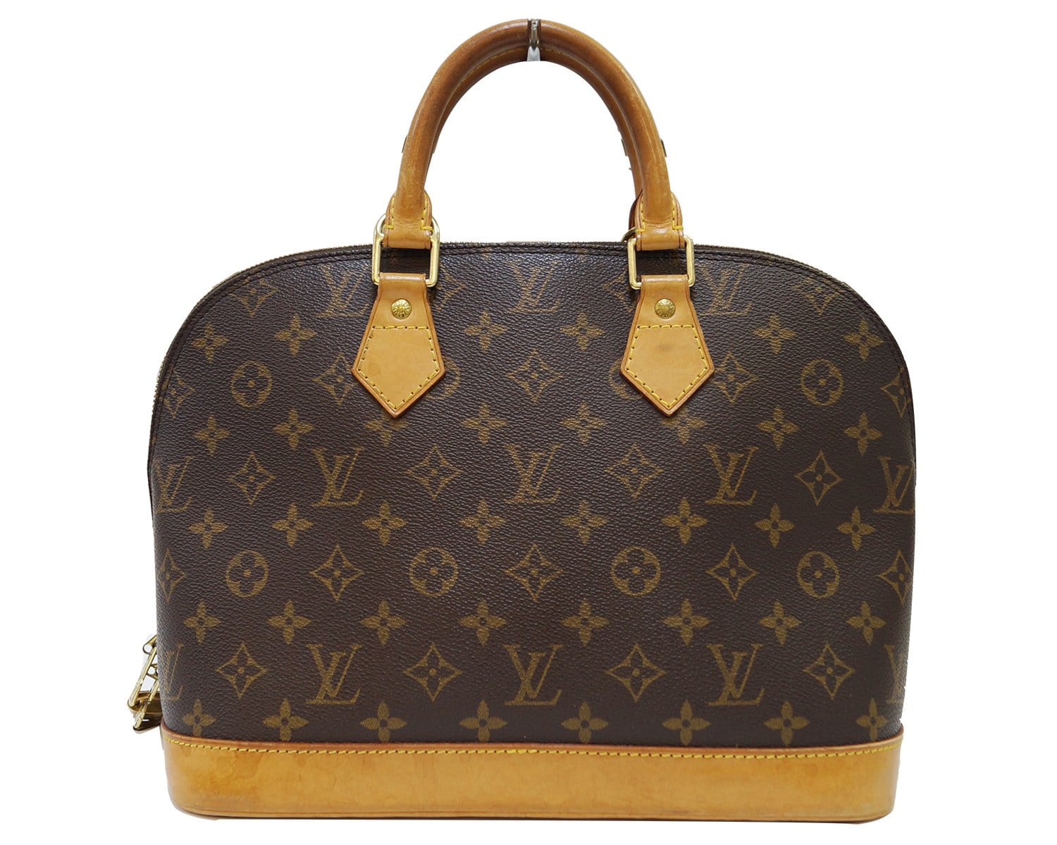 LOUIS VUITTON Monogram Canvas Alma Satchel Bag Brown