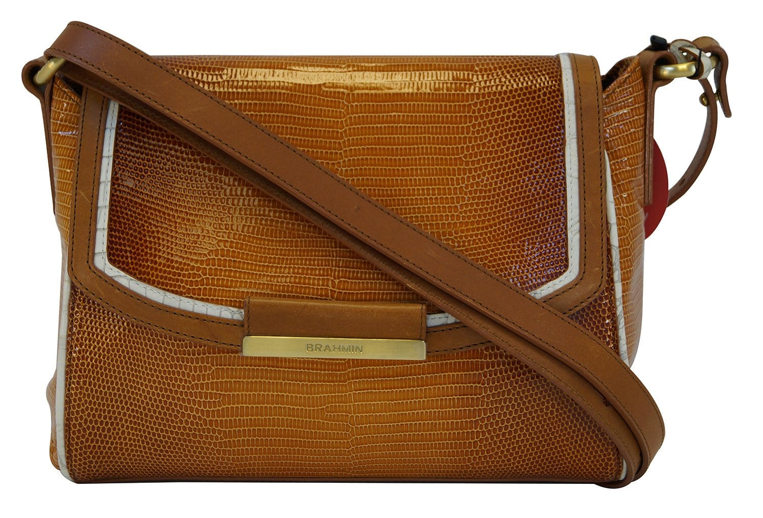 Brahmin Brown Croc Shoulder Bag Gold Hardware Flap Bag — Labels Resale  Boutique