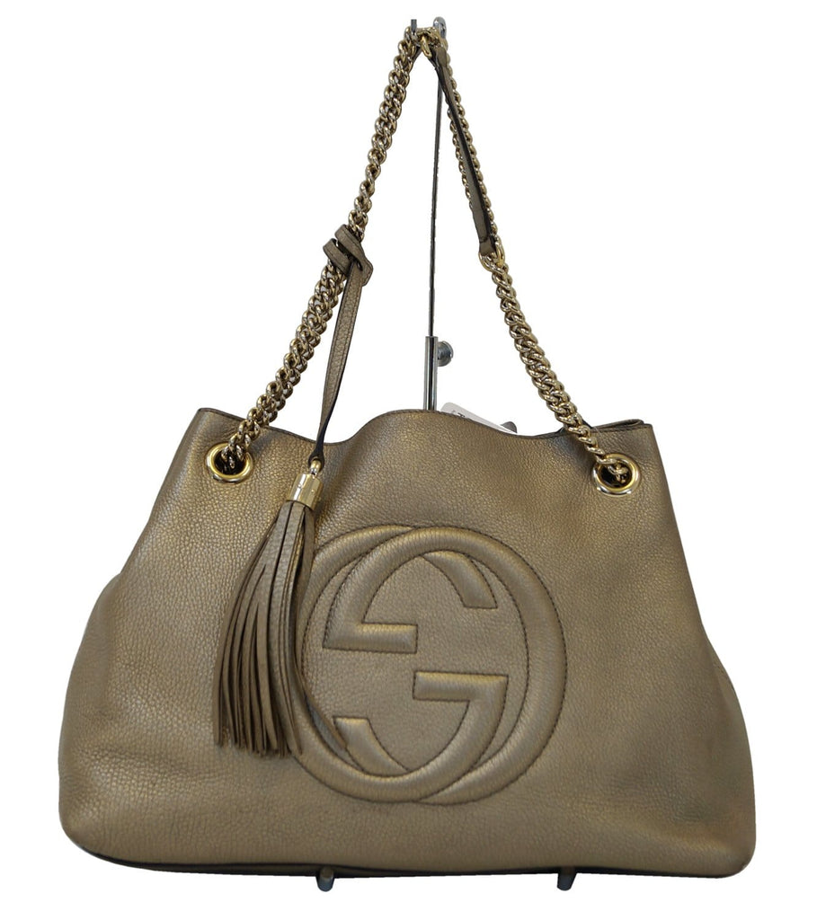 Gucci Soho Gold Pebbled Leather Chain Shoulder Bag