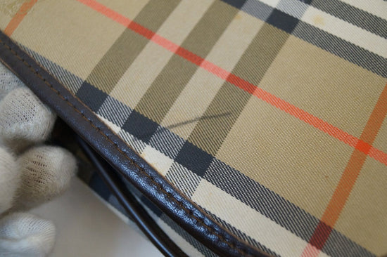 BURBERRY Nova Check Shoulder Bag Leather×Canvas Nylon Beige mini