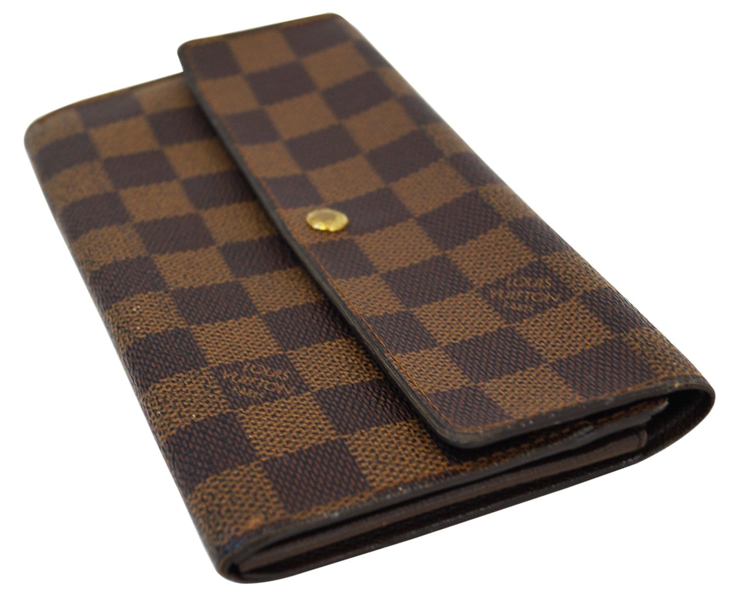 Louis Vuitton Damier Ebene Card Holder Long Bifold Wallet Leather