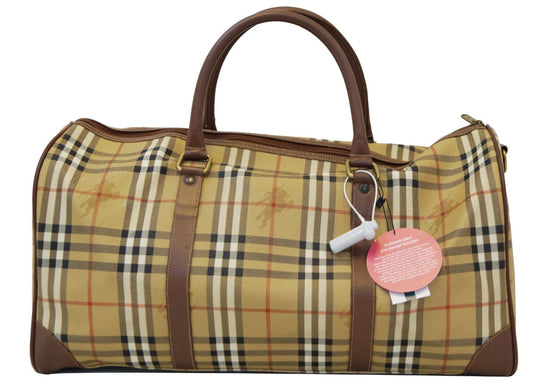 Burberry Travel Bag Nova Check Brown Leather - Burberry Luggage