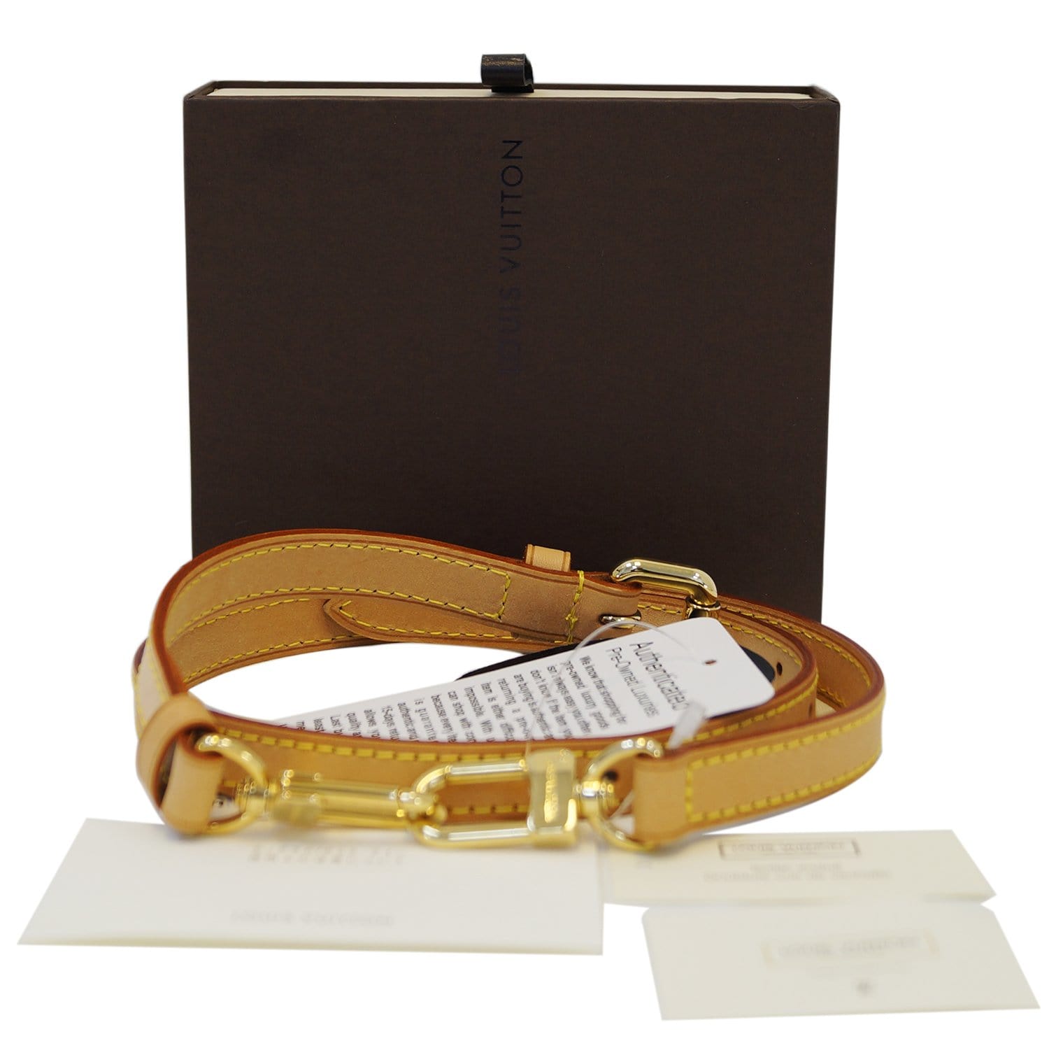 Light Tan Leather Strap with Yellow Stitching for Louis Vuitton (LV), Coach  & More - .75 Wide