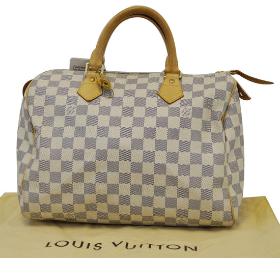 Louis Vuitton Speedy 30 White Damier Azur Hand Bag Made In France