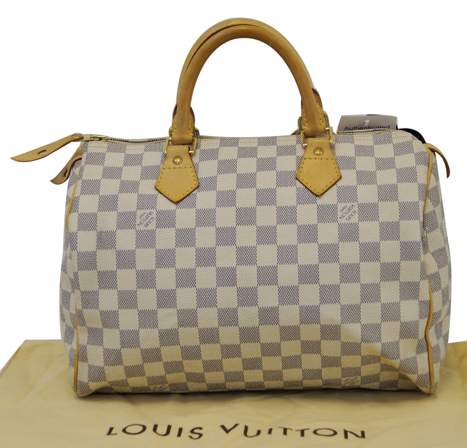 Authentic LOUIS VUITTON Speedy 30 Damier Azur White Bag TT1382
