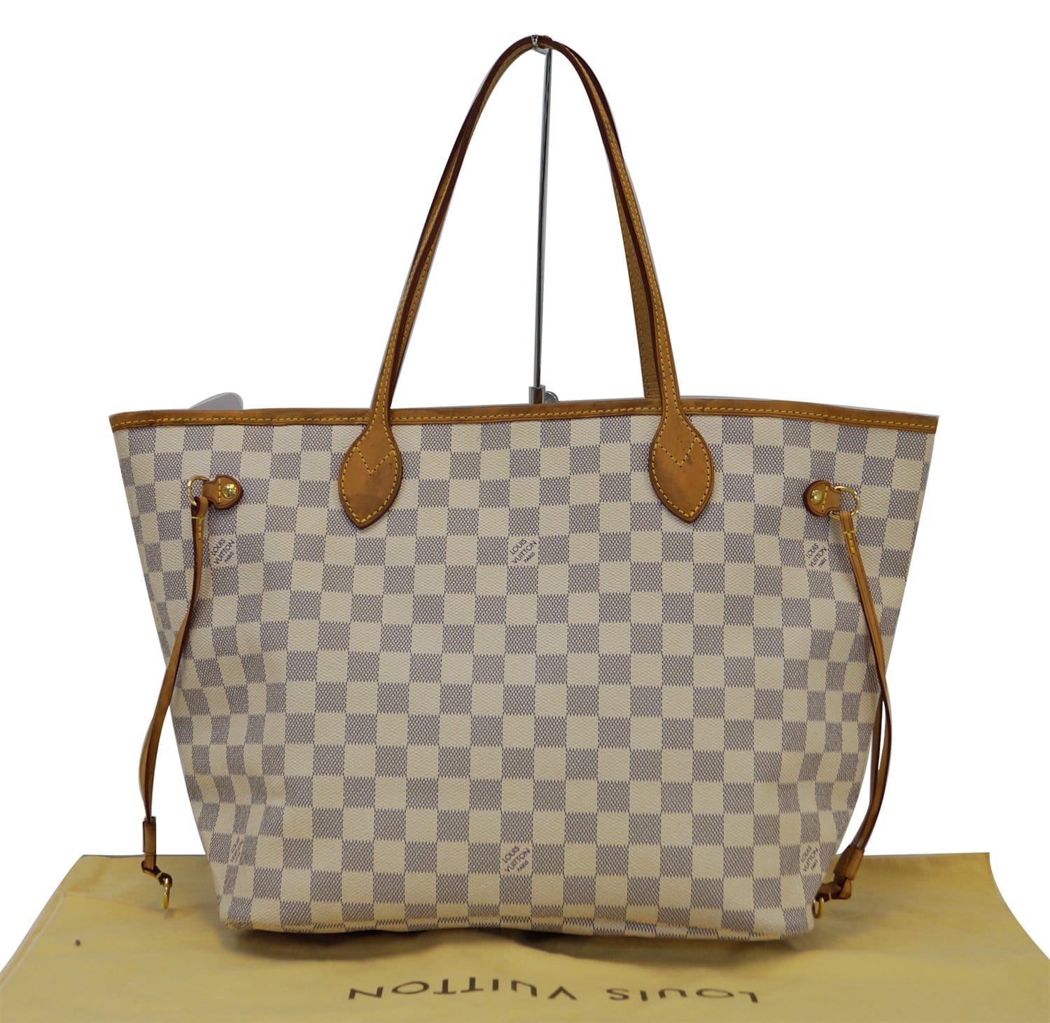 Authentic LOUIS VUITTON Neverfull MM Damier Azur White Tote Bag TT1389