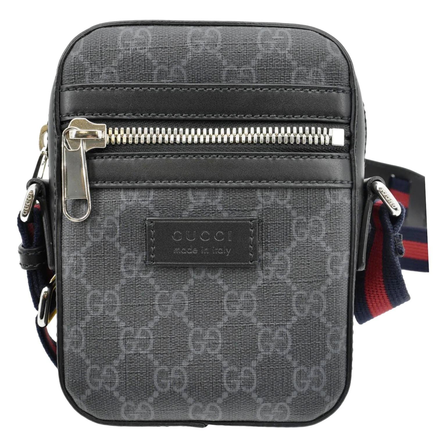 GUCCI GG Supreme Monogram Canvas Web Messenger Bag Black 598103