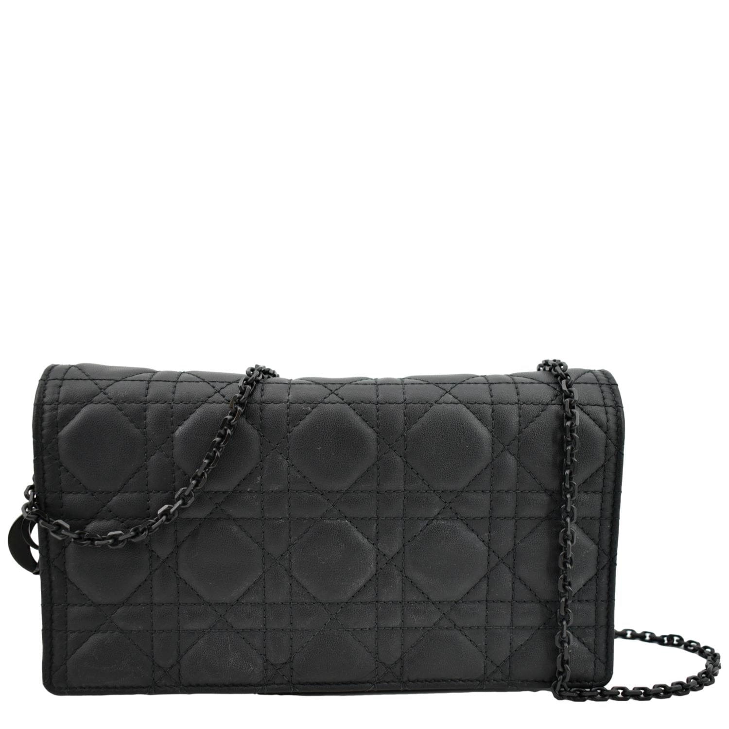 Christian Dior Bee Leather Pouch Clutch Bag Black - DDH