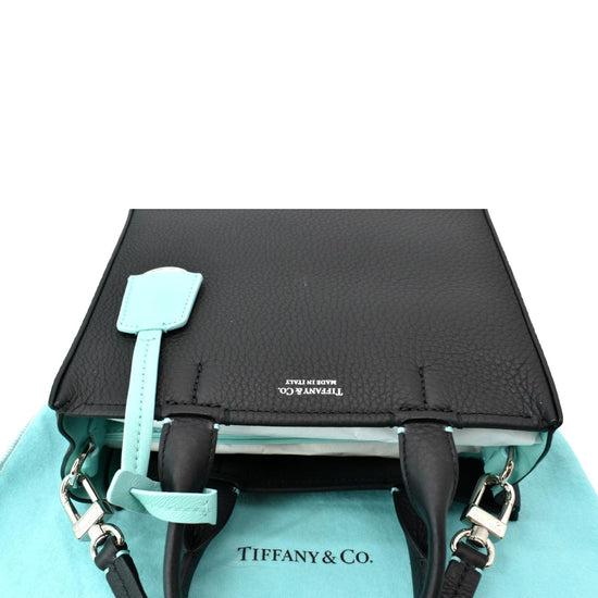 TIFFANY & CO Micro Grain Calfskin Leather Tote Bag Black