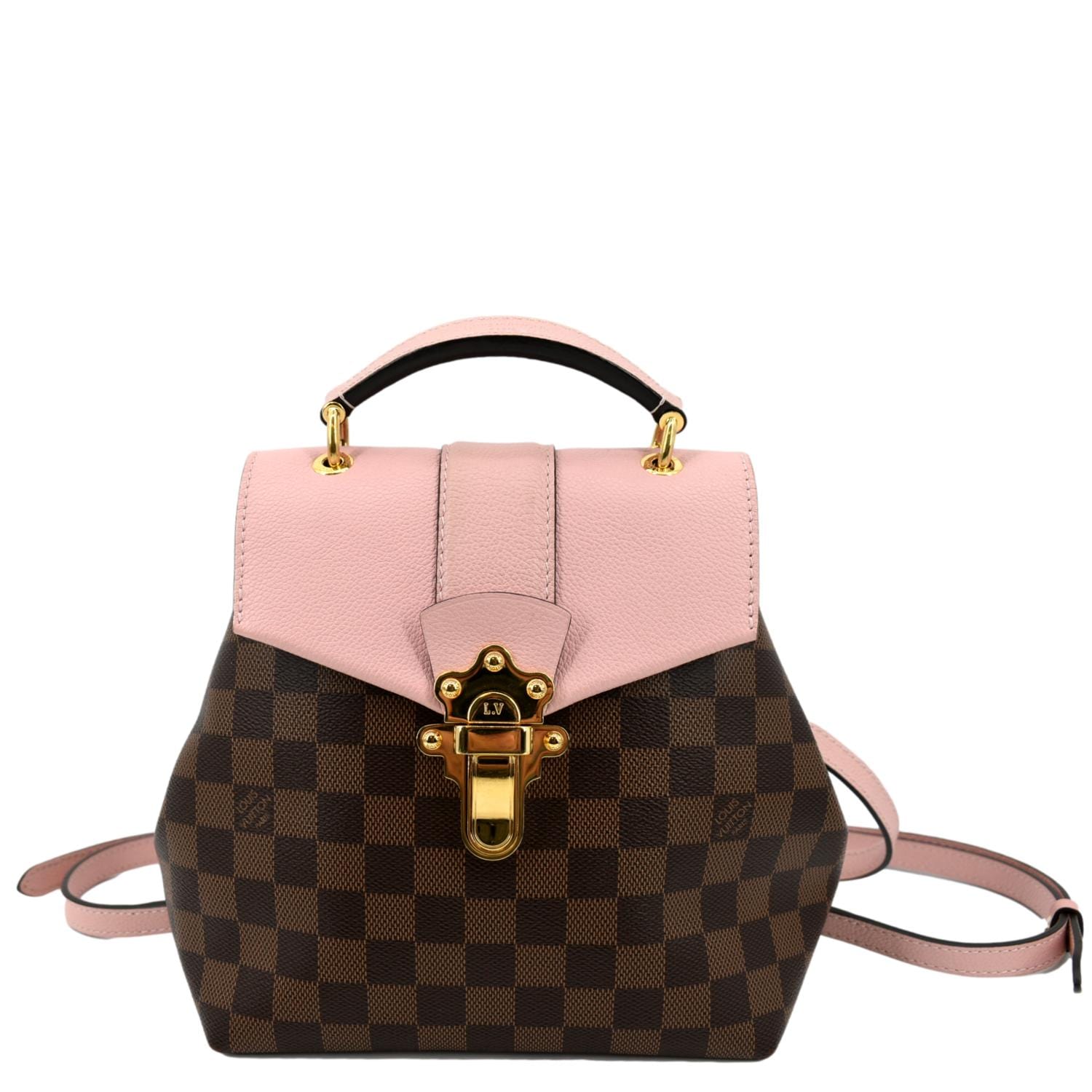 Louis Vuitton Clapton Backpack Crossbody Damier Brown Pink Leather