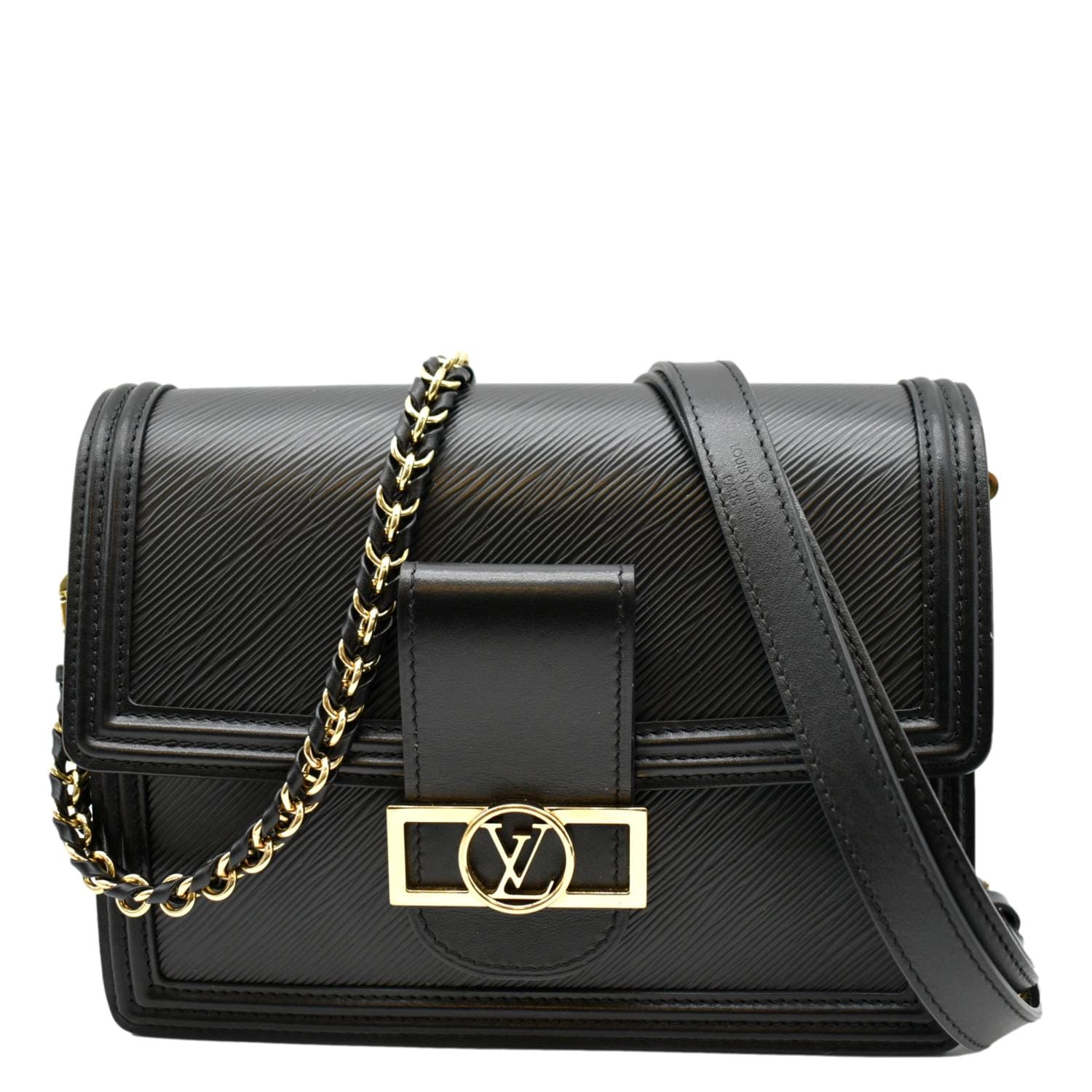 Louis Vuitton Dauphine mm Smooth Leather Shoulder Bag Black