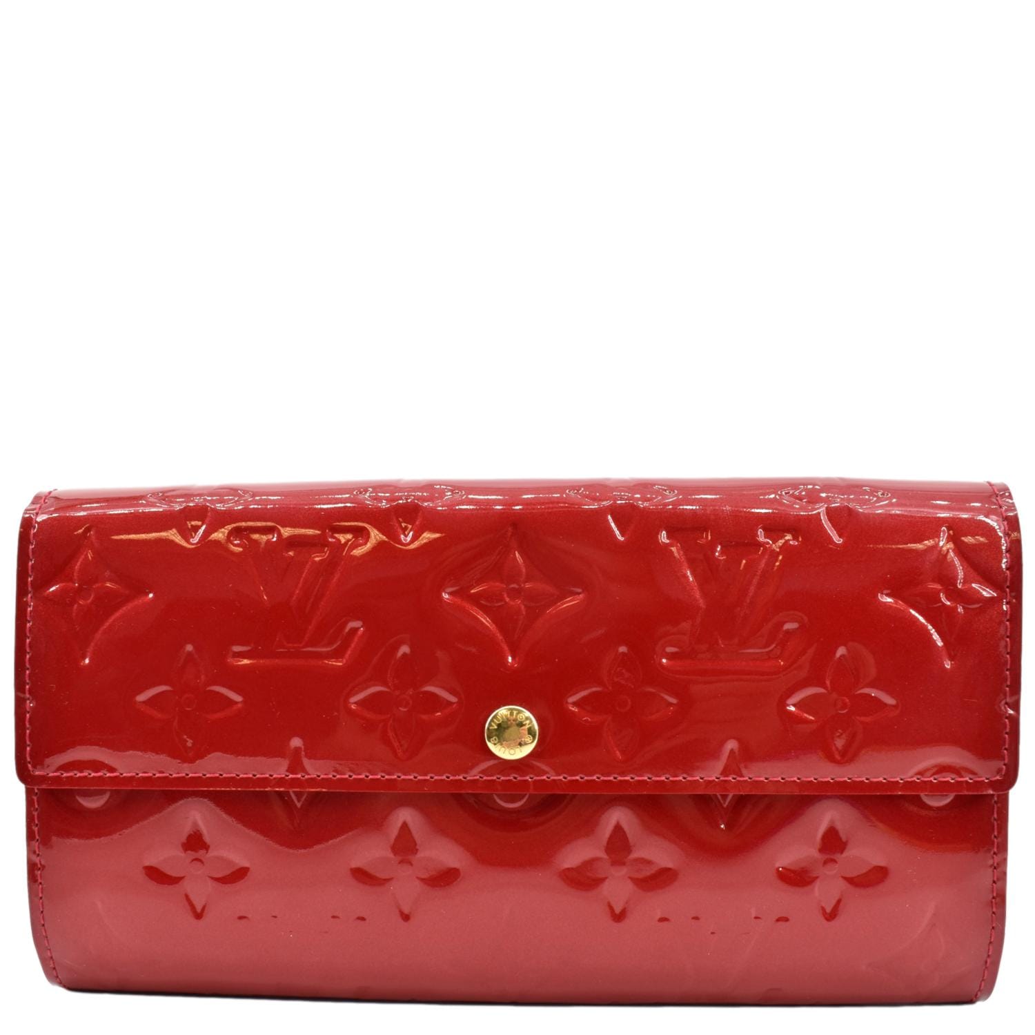 Buy Luxury Louis Vuitton Monogram Vernis Sarah Wallet Red Online