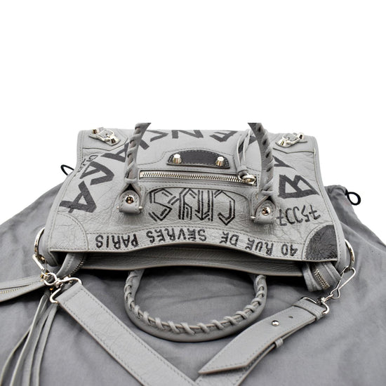 BALENCIAGA Graffiti Classic City Small Leather Top Handle Shoulder Bag