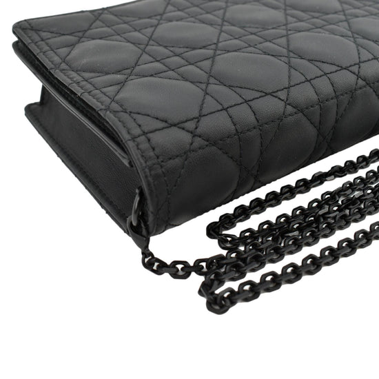 Christian Dior Bee Leather Pouch Clutch Bag Black - DDH