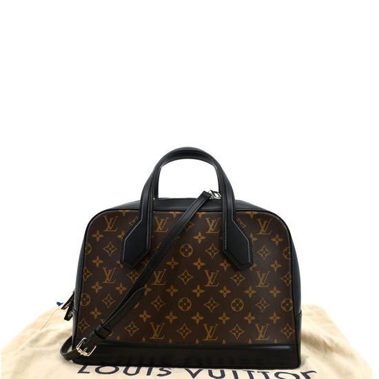 Louis Vuitton Black and Brown Monogram Coated Canvas and Calfskin Nano Dora Silver Hardware, 2016, Womens Handbag