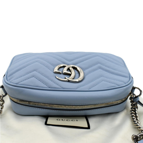 Blue Gucci Pearly GG Marmont Matelasse Crossbody Bag – Designer