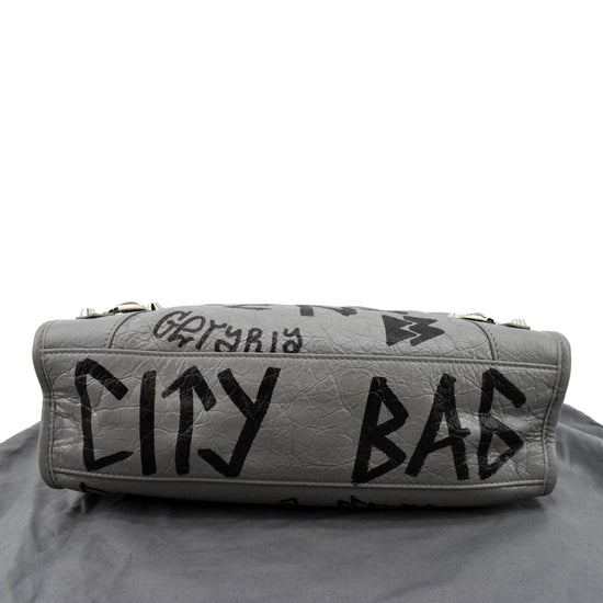 Balenciaga Motocross Classic Graffiti City Bag - Grey Shoulder Bags,  Handbags - BAL249610