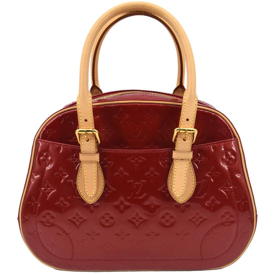 Auth Louis Vuitton Vernis Leather Summit Drive Boston Bag Red M93513  5F230240