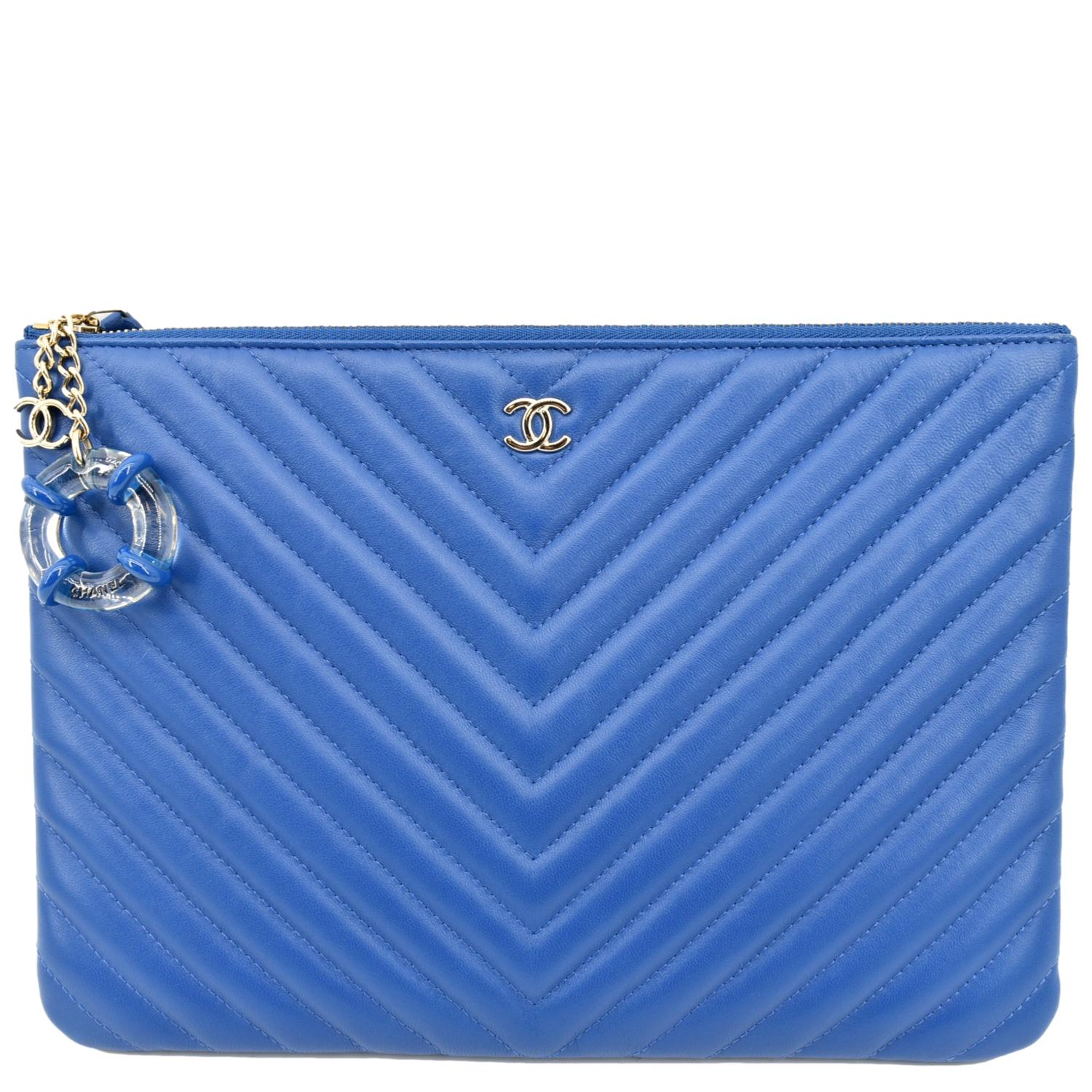 Chanel Maxi Flap Bag Blue Lambskin Leather  Silver Hardware  Baghunter
