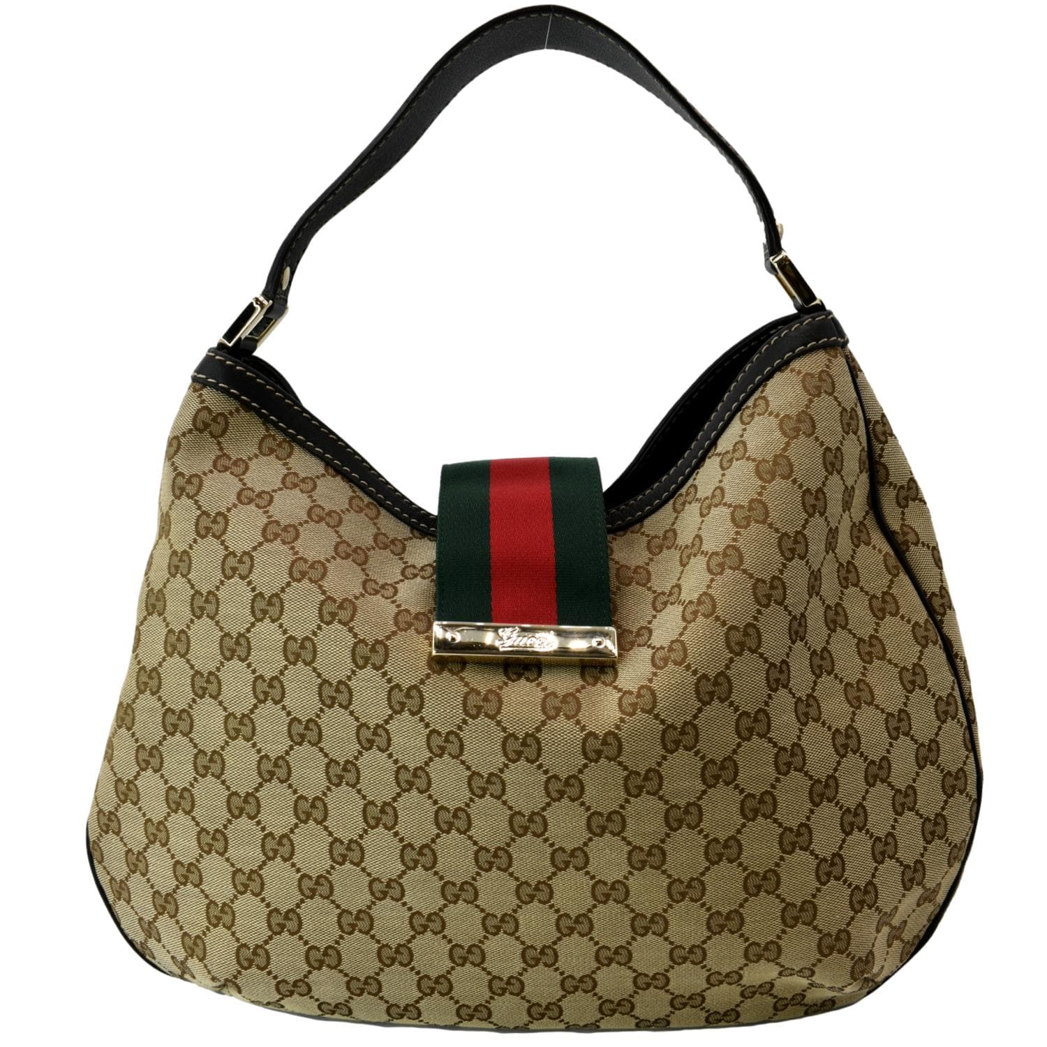 New Gucci Brown GG Canvas Hobo Bag