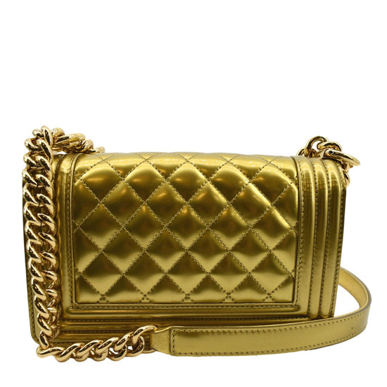 Chanel Boy Quilted Flap Bag in Metallic Patent