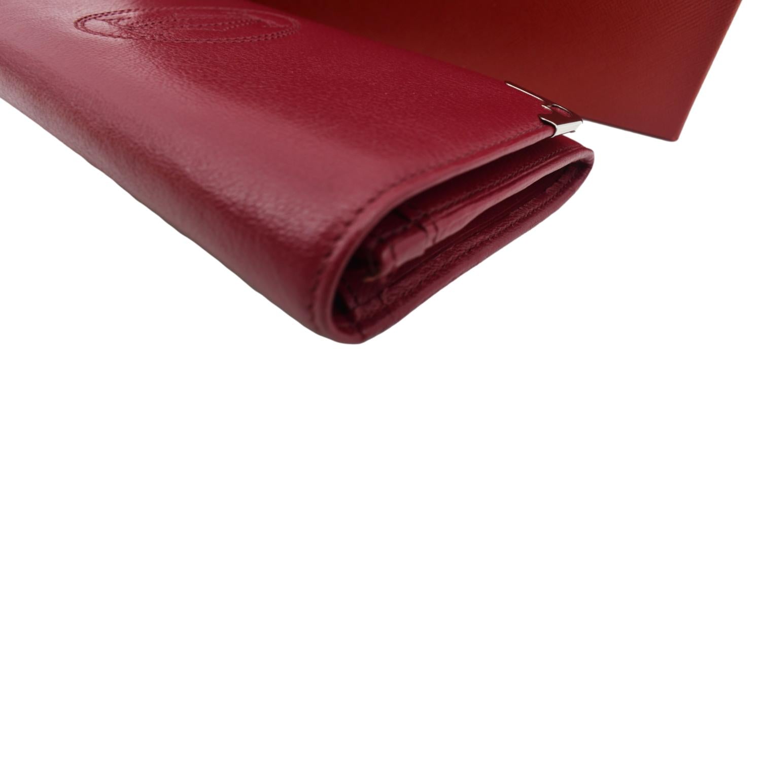 Cartier Folded Calfskin Leather Wallet Burgundy