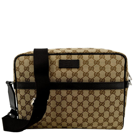 Gucci GG Canvas Messenger Bag Beige/Dark Brown - DDH