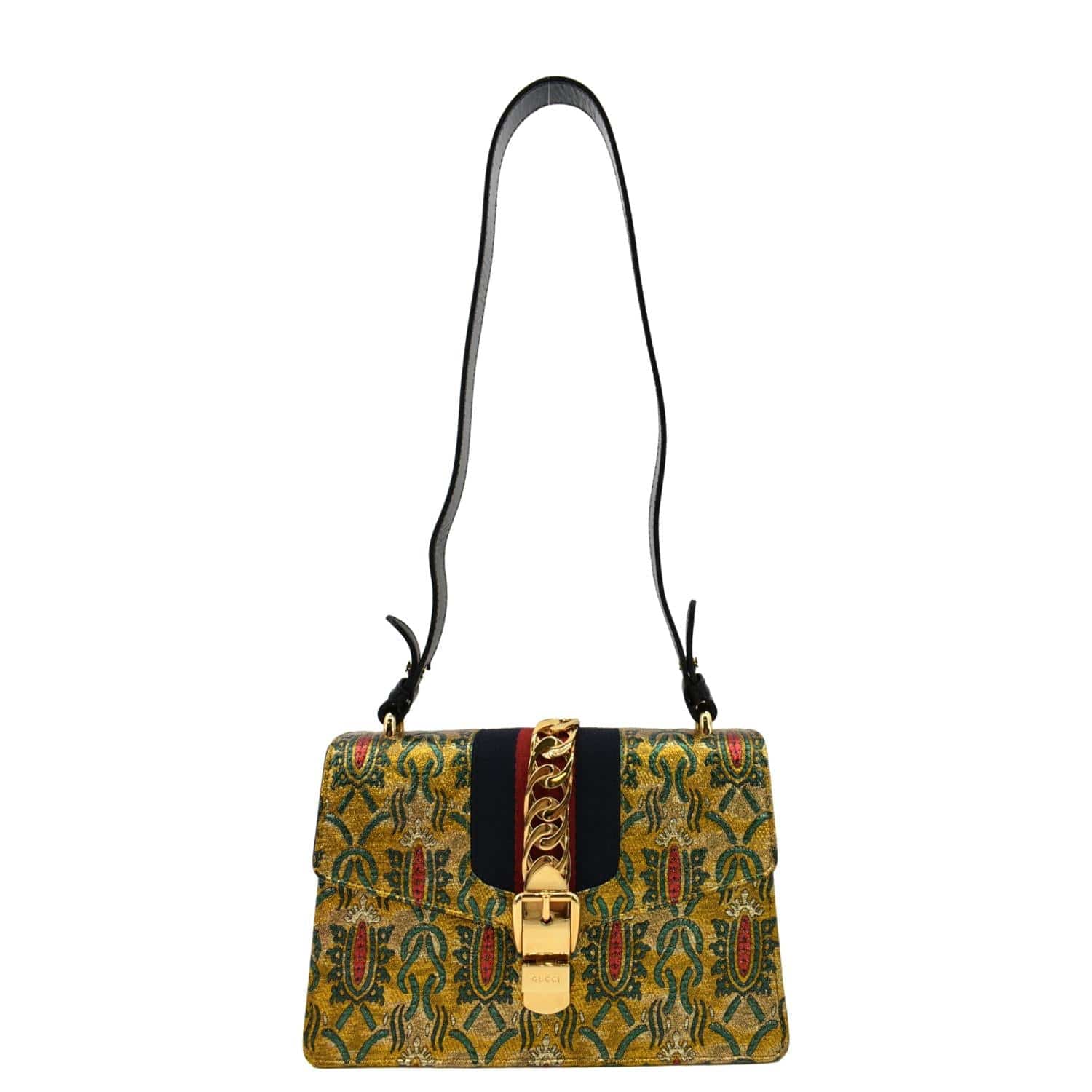 Gucci Sylvie Small Metallic Jacquard Shoulder Bag