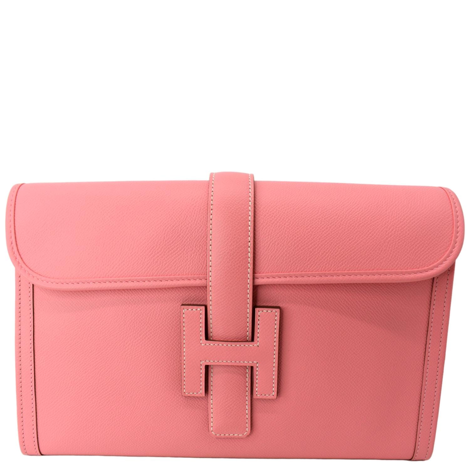 Hermes Jige Elan Calfskin Leather Clutch Wallet in Pink