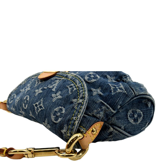 LOUIS VUITTON Monogram Denim Mini Pleaty Shoulder Bag Blue M95332