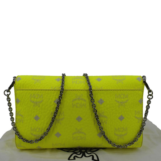 MCM Millie Monogram Visetos Crossbody Bag Neon Yellow