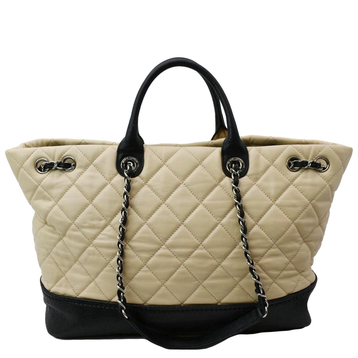 Chanel Drawstring Large Quilted Calfskin & Caviar Tote Bag