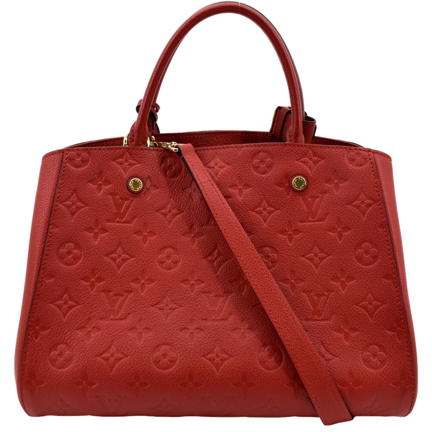 Red Louis Vuitton Empreinte Montaigne MM Bag, Sac à main Louis Vuitton  Steamer Bag petit modèle en cuir vert-kaki beige et noir