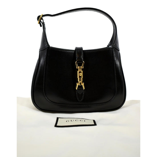 GUCCI JACKIE PEBBLED CALFSKIN MEDIUM BLACK HOBO BAG - CRTBLNCHSHP