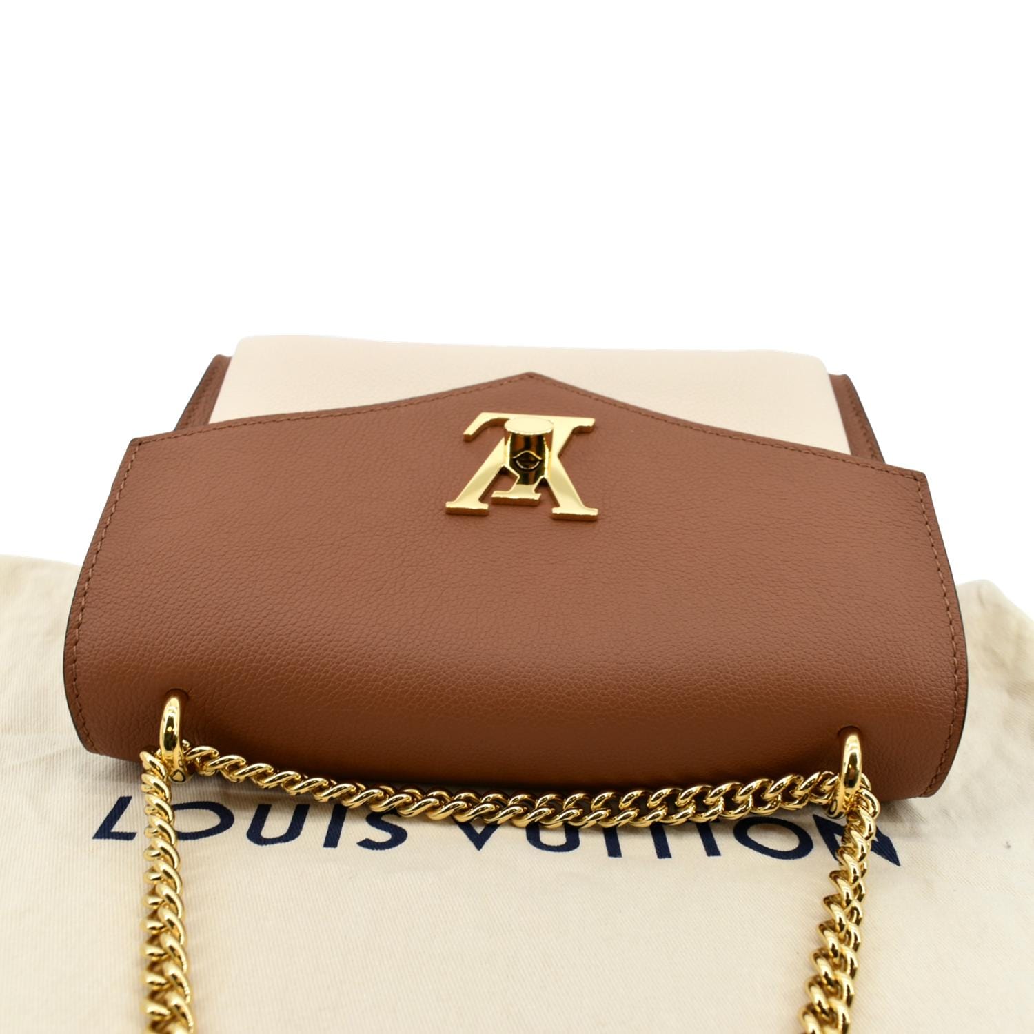 LOUIS VUITTON My Lockme Chain Leather Shoulder Bag Chataigne