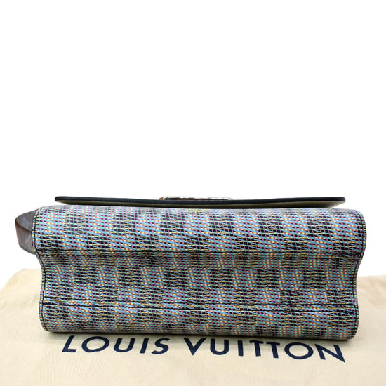Louis Vuitton Blue Damier Monogram Pop Twist MM Grey Leather Cloth