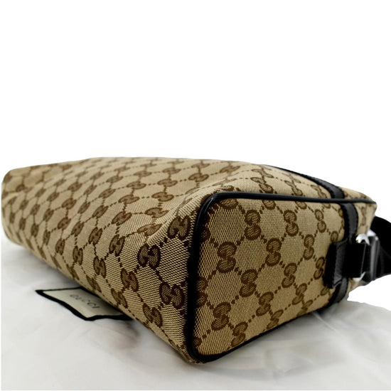 GUCCI GG Monogram Canvas Messenger Bag Dark Beige 449173