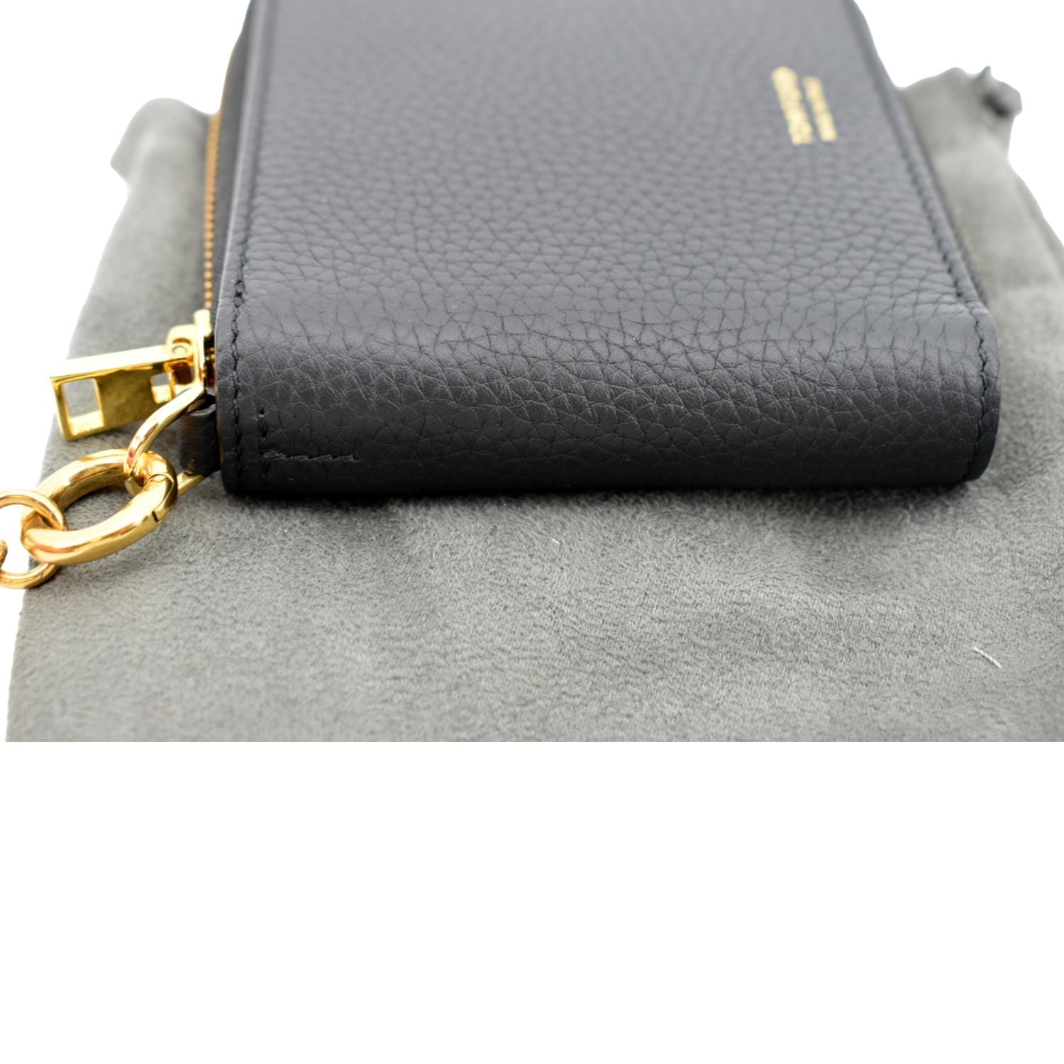 Tom Ford Leather Zip Small Chain Wallet in Black Color