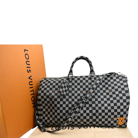 Louis Vuitton Black and White Distorted Damier Keepall Bandoulière 50