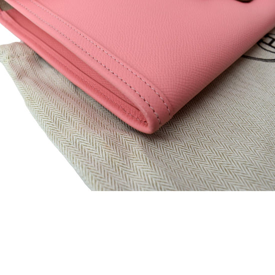 Hermes Jige Elan Calfskin Leather Clutch Wallet in Pink